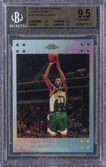 2007-08 Topps Chrome Refractors #131 Kevin Durant Rookie Card (#0384/1499) - BGS GEM MINT 9.5